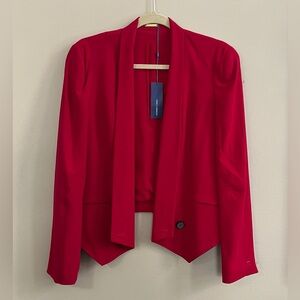 Rebecca Minkoff Becky dark red silk open front blazer size medium